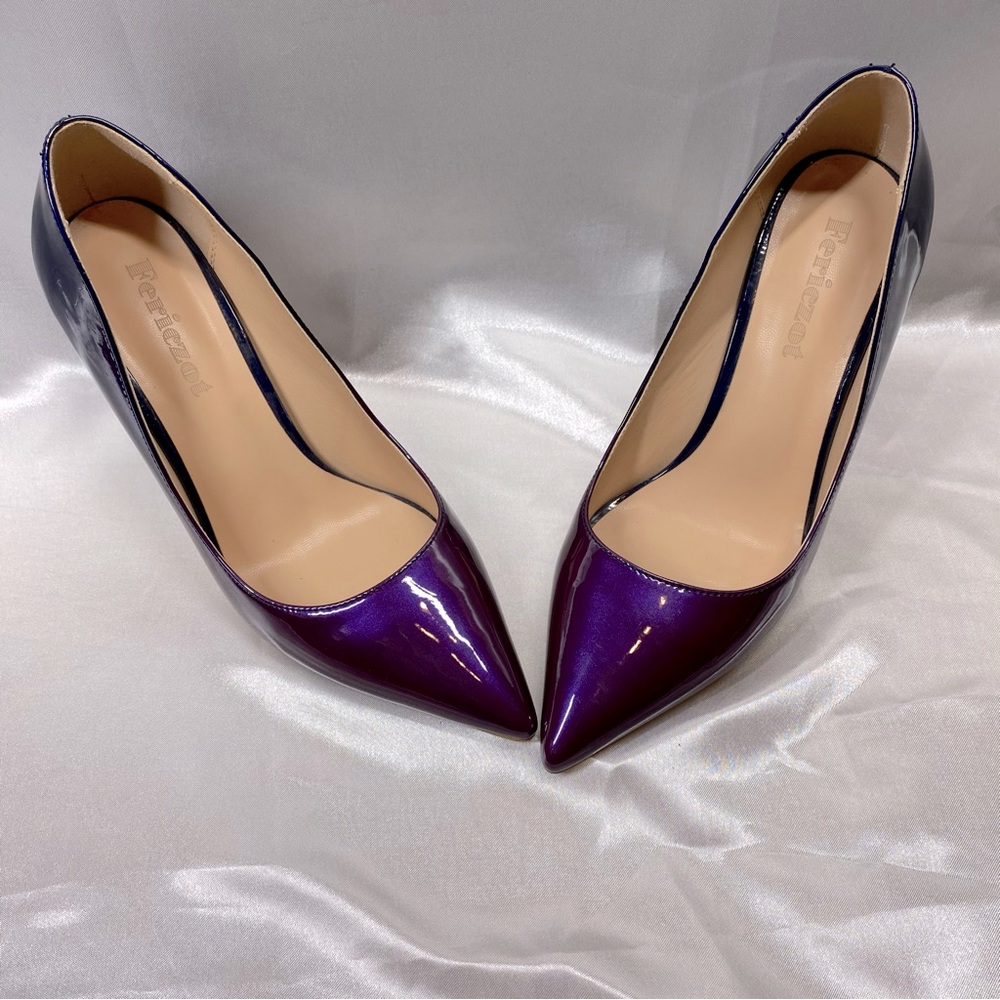Purple Pumps Wide Heel Ferriczot